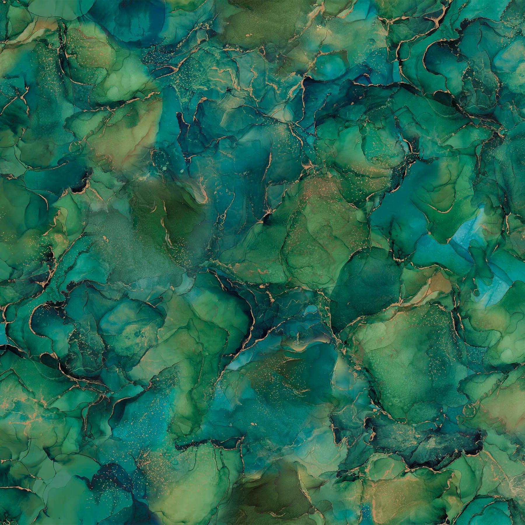 Midas Touch Evergreen Abstract Gem Fabric