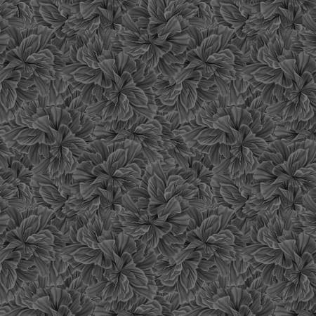 Midnight Garden Black Petal Texture Fabric