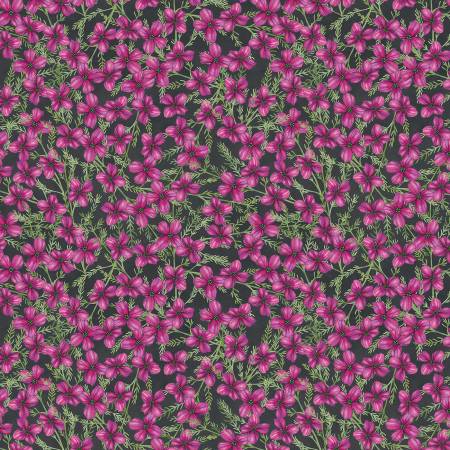 Midnight Garden Black/Purple Small Floral Fabric