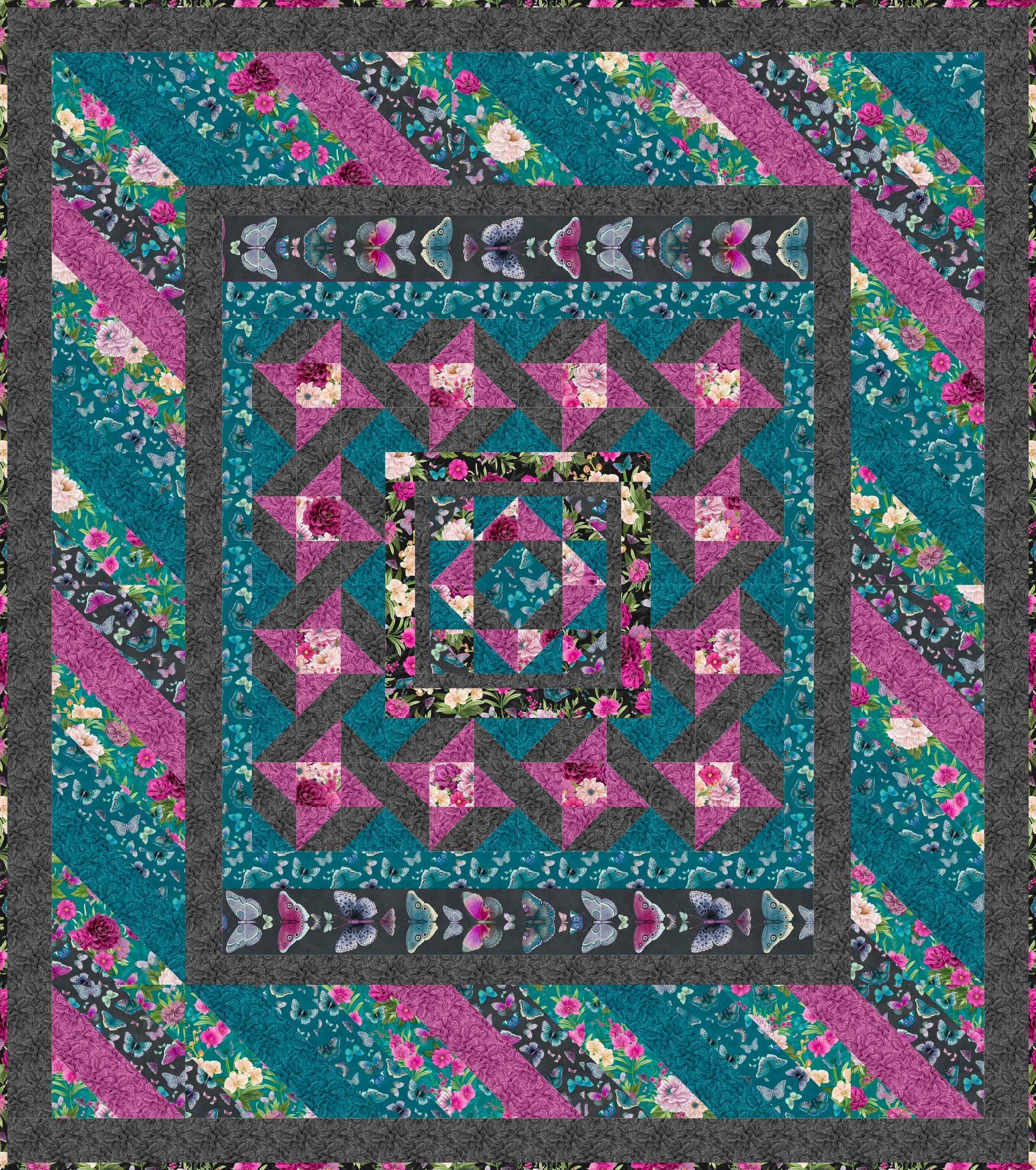 Midnight Garden Large Throw Quilt Kit-Wilmington Prints-My Favorite Quilt Store