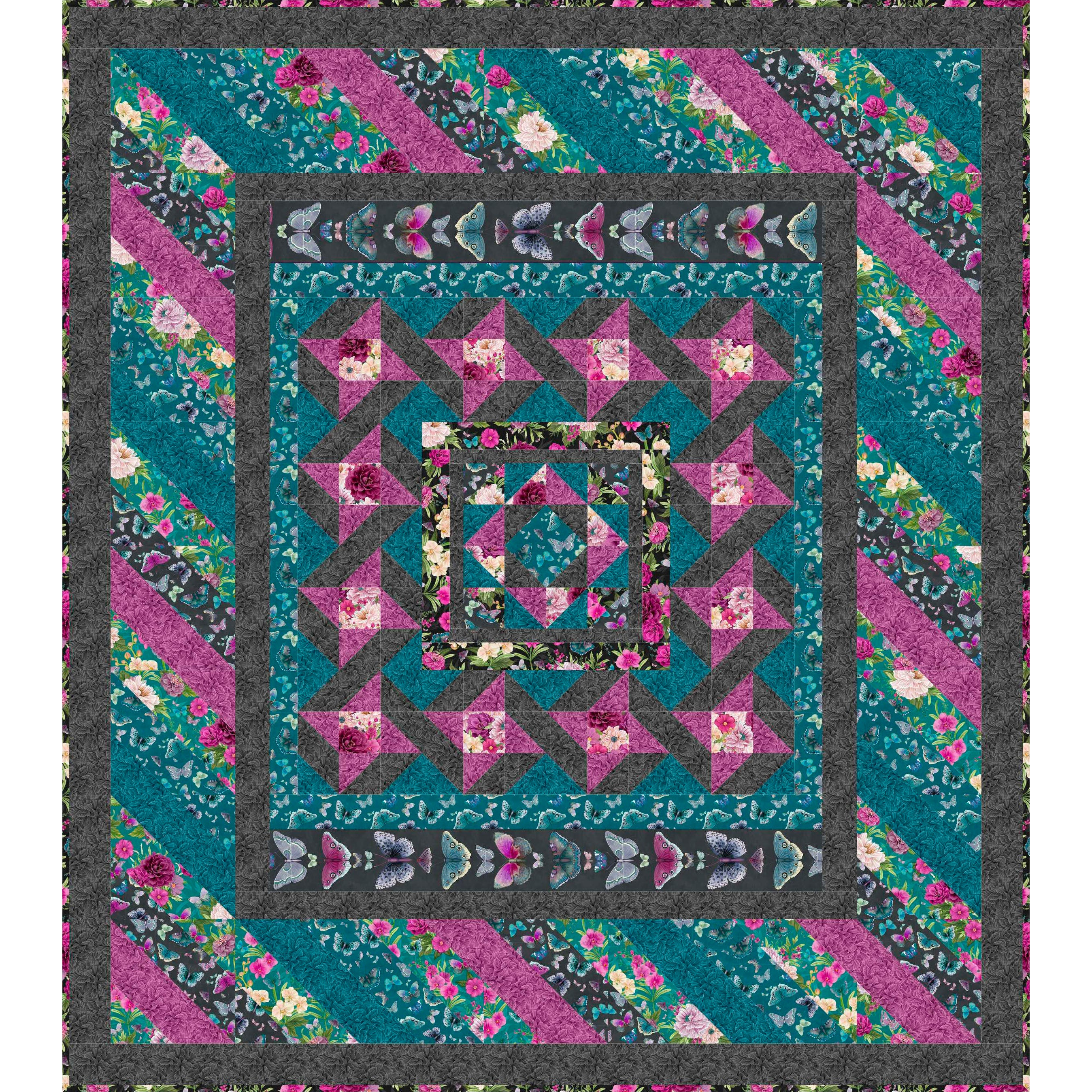 Midnight Garden Large Throw Quilt Kit-Wilmington Prints-My Favorite Quilt Store