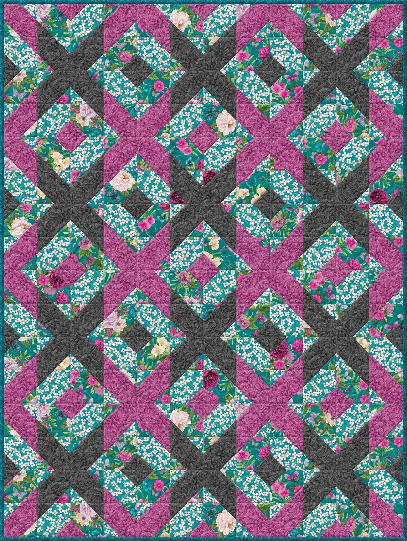 Midnight Garden Medium Throw Quilt Kit-Wilmington Prints-My Favorite Quilt Store