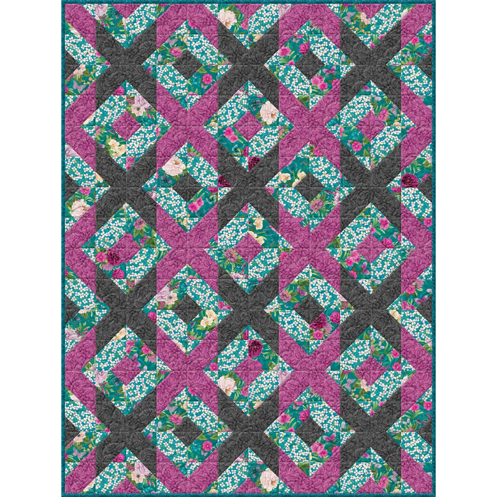 Midnight Garden Medium Throw Quilt Kit-Wilmington Prints-My Favorite Quilt Store