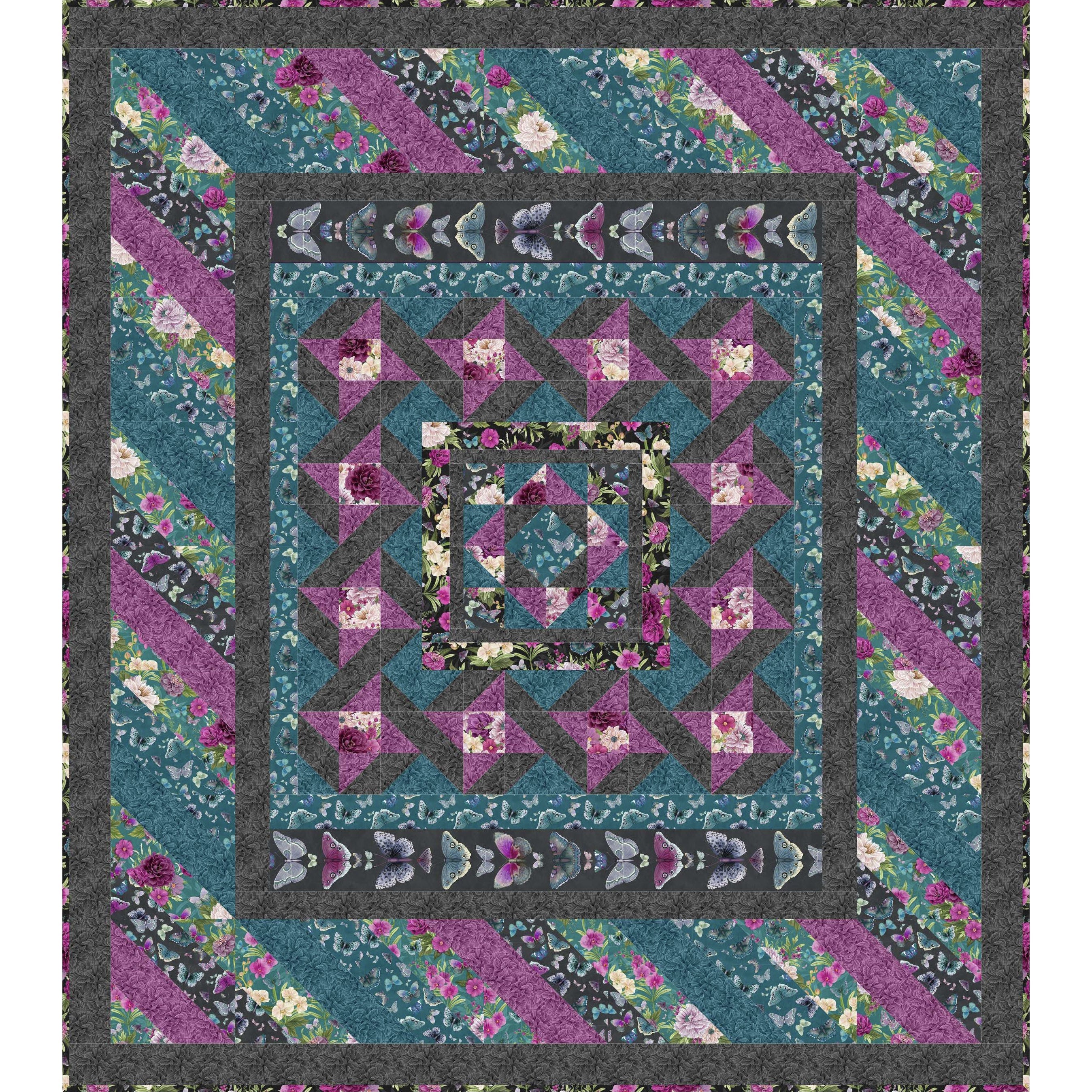 Midnight Garden Throw Quilt - Free Digital Download