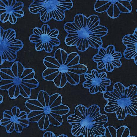 Midnight Moon Black Lilypad Batik Fabric