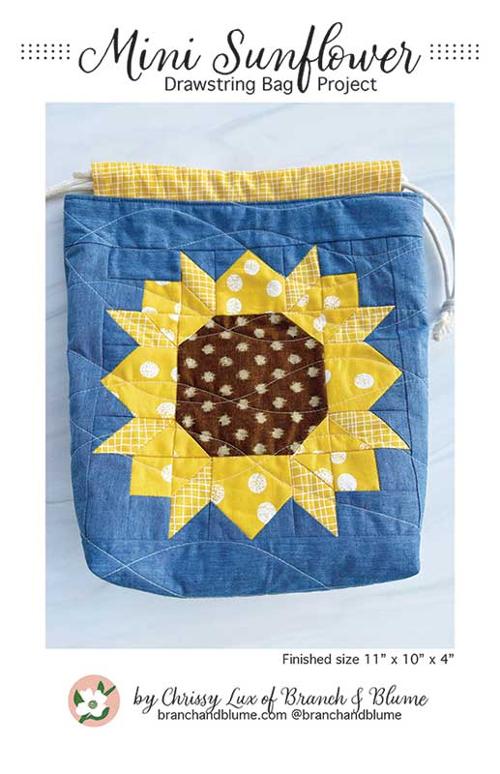 Mini Sunflower Drawstring Bag Pattern-Branch & Blume-My Favorite Quilt Store