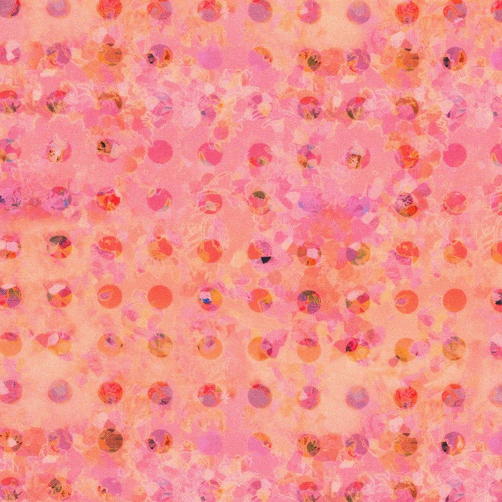 Misty Garden Abstract Dot Coral Fabric