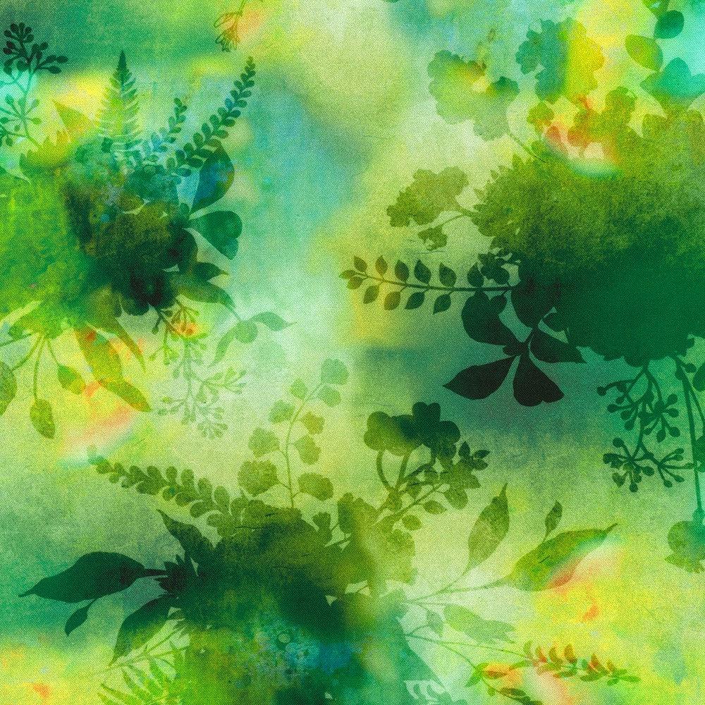 Misty Garden Abstract Floral Fern Fabric