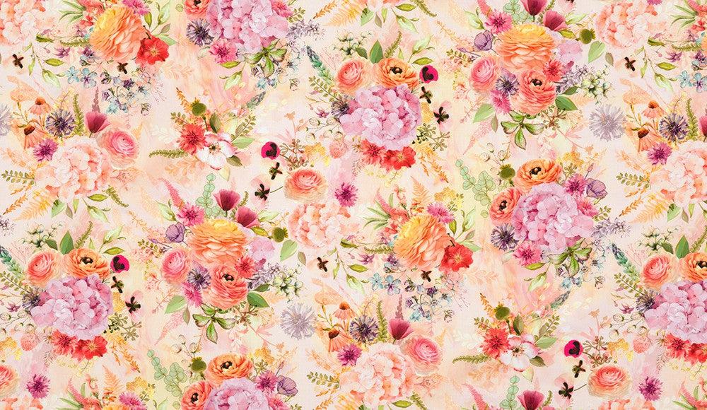 Misty Garden Bouquet Cream Fabric-Robert Kaufman-My Favorite Quilt Store