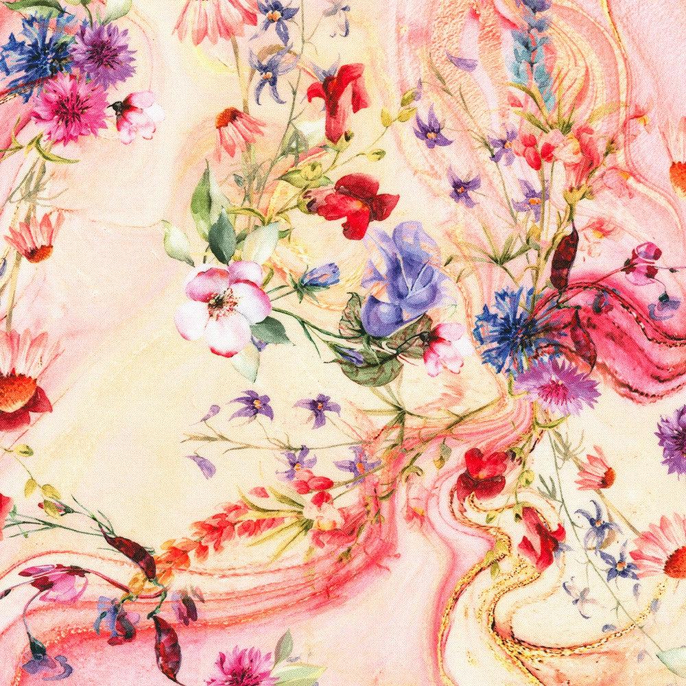 Misty Garden Flowing Floral Peach Fabric-Robert Kaufman-My Favorite Quilt Store