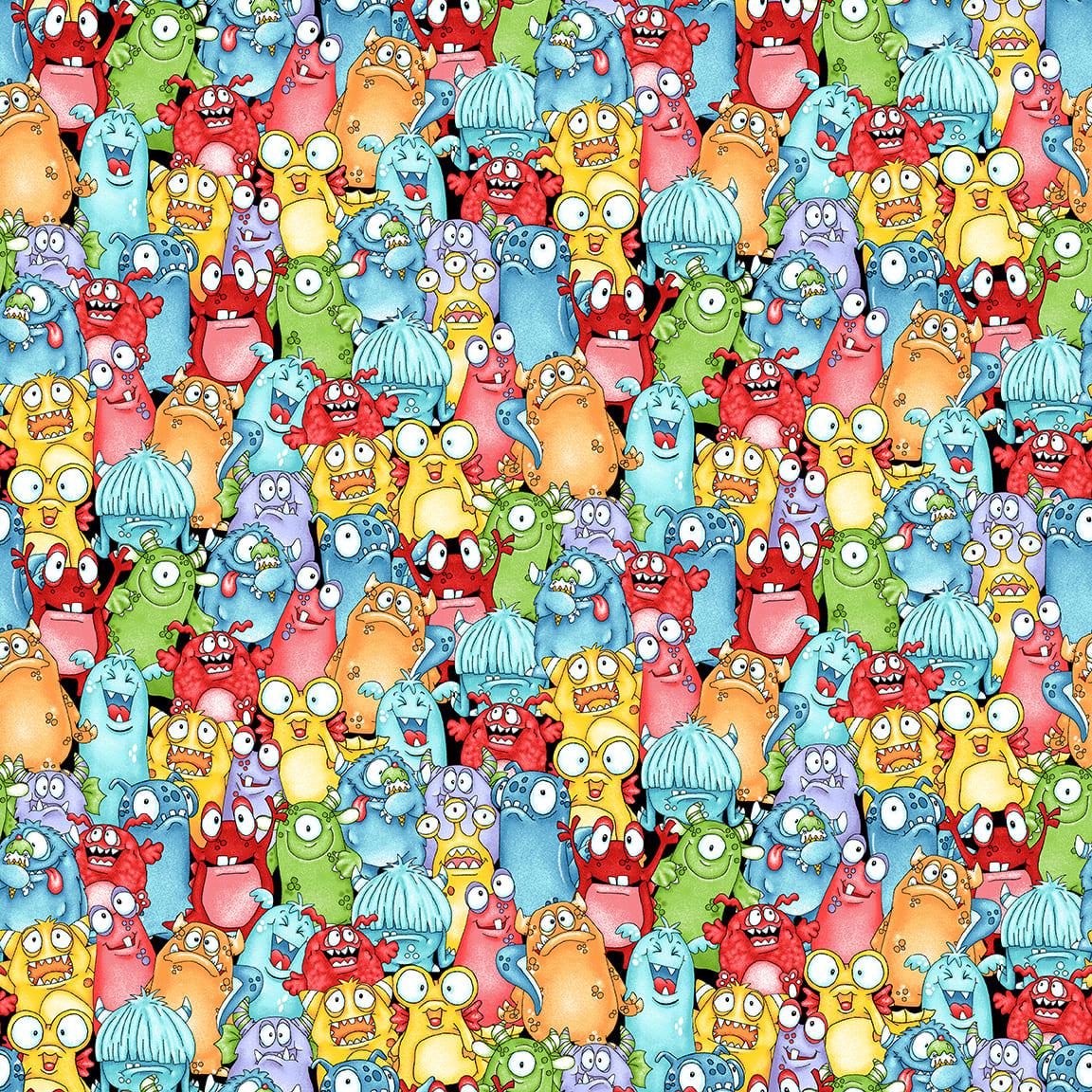 Monster'ocity Multi Packed Monsters Glow in the Dark Fabric-Henry Glass Fabrics-My Favorite Quilt Store