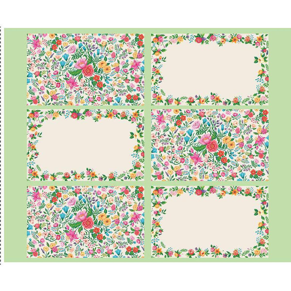 Monthly Placemats 2 August Green Floral Placemat Panel 35 1/2"-Riley Blake Fabrics-My Favorite Quilt Store