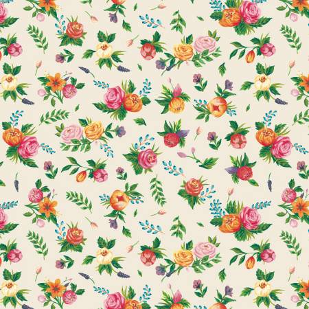 Monthly Placemats 2 Cream August Floral Fabric