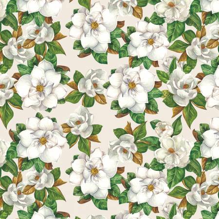 Monthly Placemats 2 March Cream Magnolias Fabric