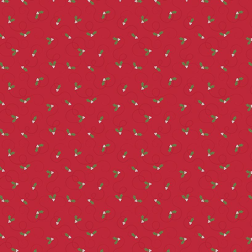 More Christmas Wishes Red Holly Fabric