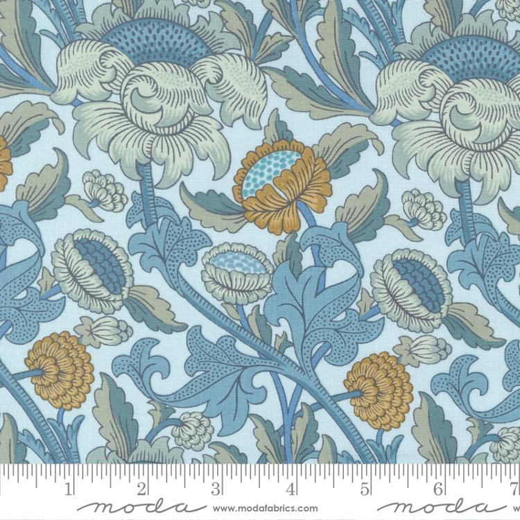 Morris Meadow Aquamarine Wey Floral Fabric-Moda Fabrics-My Favorite Quilt Store