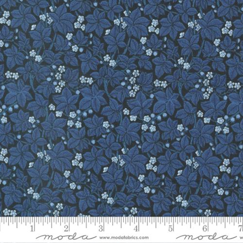 Morris Meadow Kelmscott Blue Bramble Small Floral Leaf Fabric-Moda Fabrics-My Favorite Quilt Store