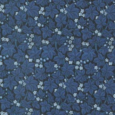 Morris Meadow Kelmscott Blue Bramble Small Floral Leaf Fabric by