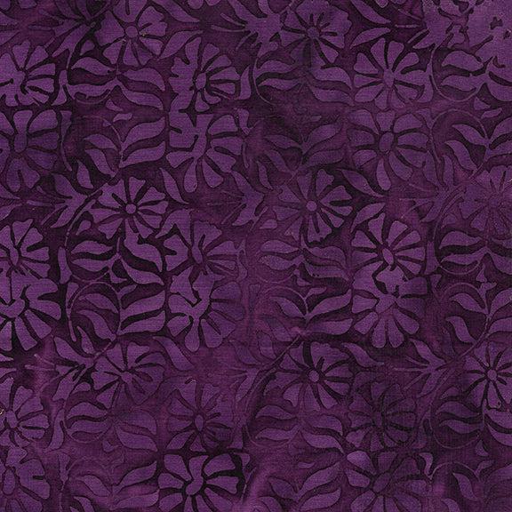 Morris Mist Boysenberry Daisy Tile Batik Fabric-Island Batik-My Favorite Quilt Store