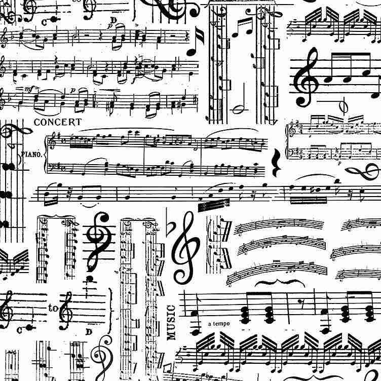 Music Sheets White Fabric