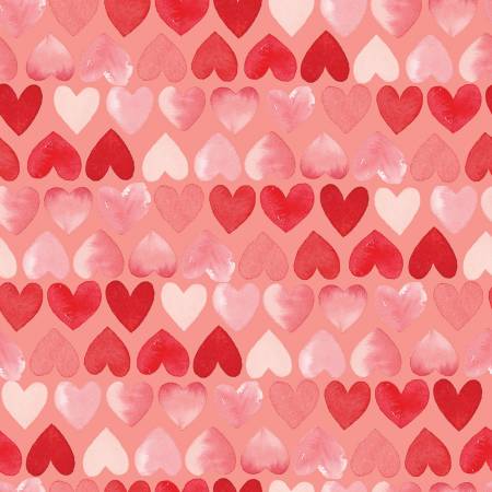 My Valentine Coral Hearts Fabric