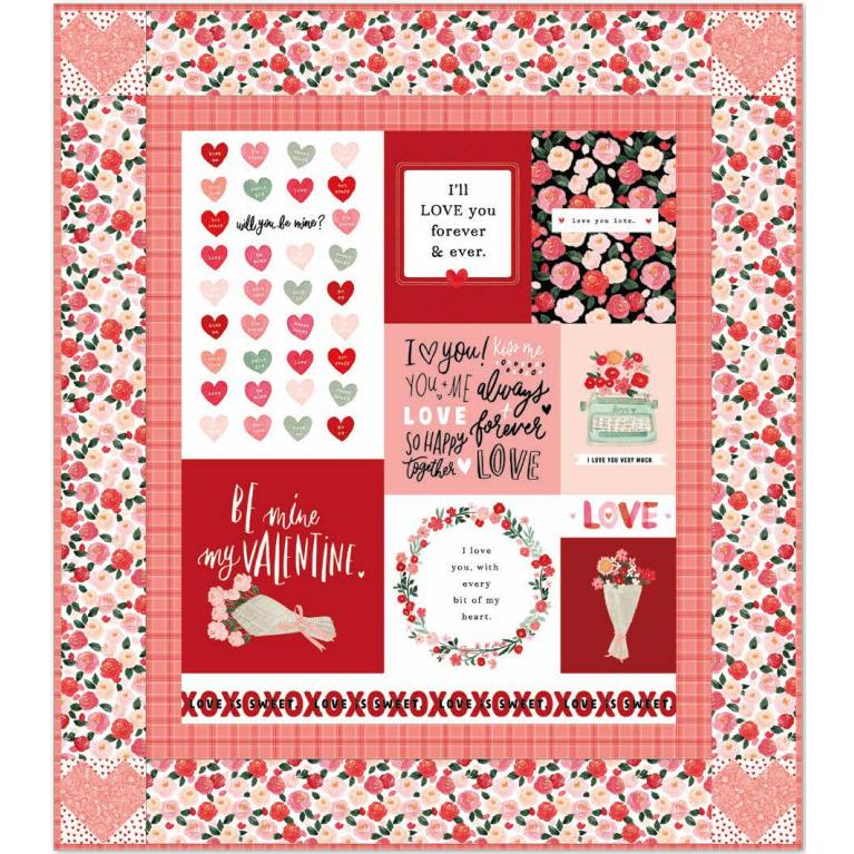 My Valentine Panel Quilt Pattern - Free Digital Download