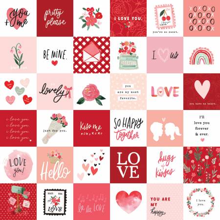 My Valentine Red Valentine Squares Fabric