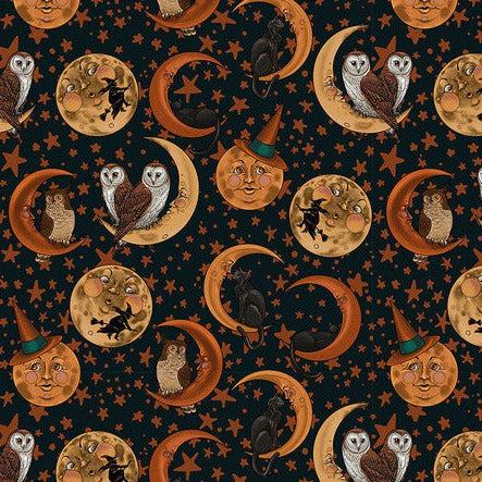 Mystic Moonlight Black Moons Fabric-Free Spirit Fabrics-My Favorite Quilt Store