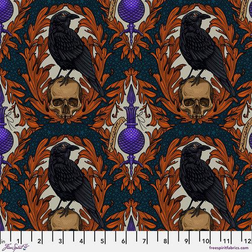 Mystic Moonlight Multi Crow Damask Fabric-Free Spirit Fabrics-My Favorite Quilt Store