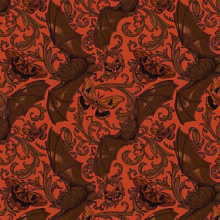 Mystic Moonlight Orange Bath & Moth Fabric-Free Spirit Fabrics-My Favorite Quilt Store