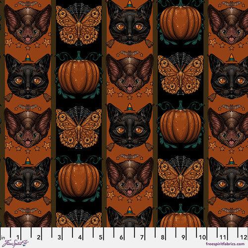 Mystic Moonlight Orange Halloween Stripe Fabric-Free Spirit Fabrics-My Favorite Quilt Store