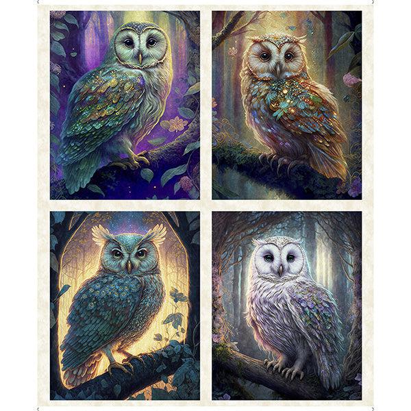 Mystic Owls Cream Owl 36" Panel-QT Fabrics-My Favorite Quilt Store