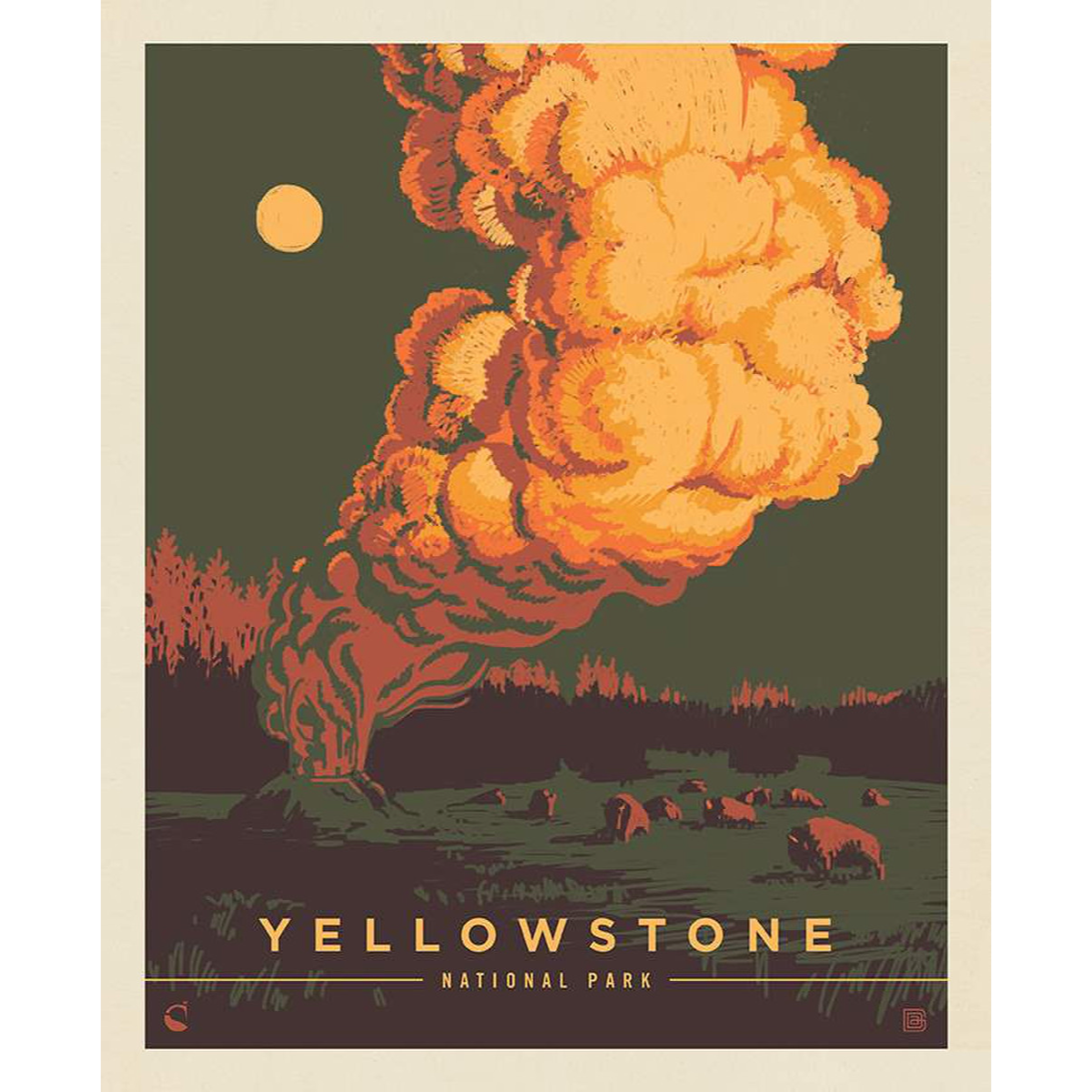 National Parks 2024 Yellowstone Poster Panel 36"-Riley Blake Fabrics-My Favorite Quilt Store