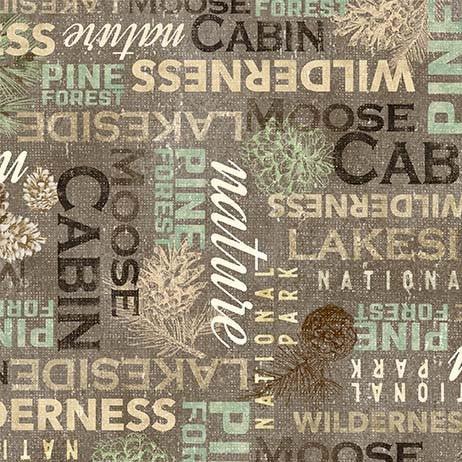 Nature's Landscapes Brown Wilderness Words Fabric