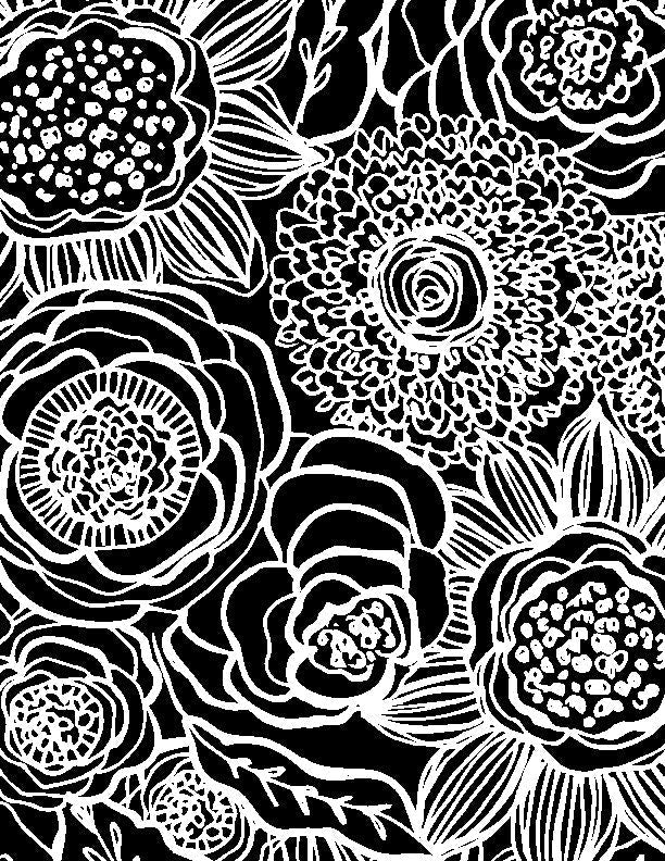 Night and Day Large Floral Black Fabric-Wilmington Prints-My Favorite Quilt Store