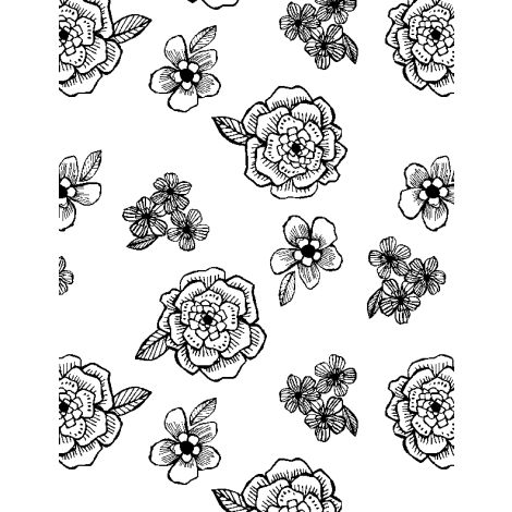 Night and Day Medium Floral Black on White Fabric-Wilmington Prints-My Favorite Quilt Store