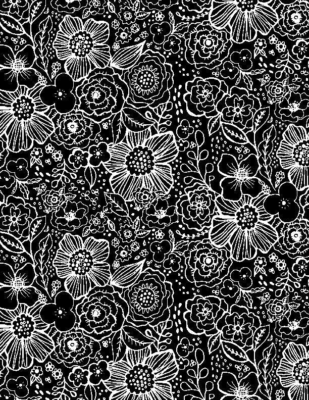 Night and Day Packed Floral Black Fabric-Wilmington Prints-My Favorite Quilt Store
