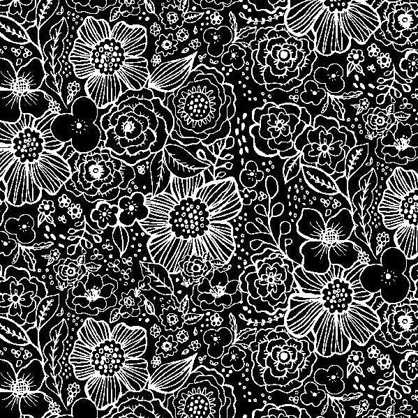 Night and Day Packed Floral Black Fabric