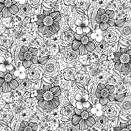 Night and Day Packed Floral Black and White Fabric-Wilmington Prints-My Favorite Quilt Store