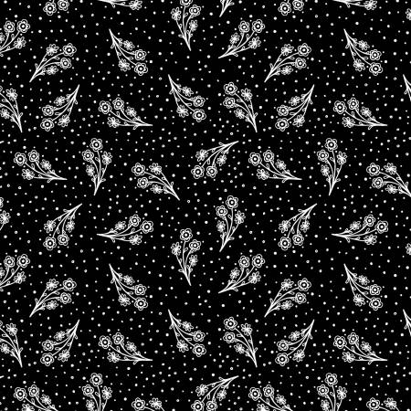 Night and Day Small Floral Black Fabric