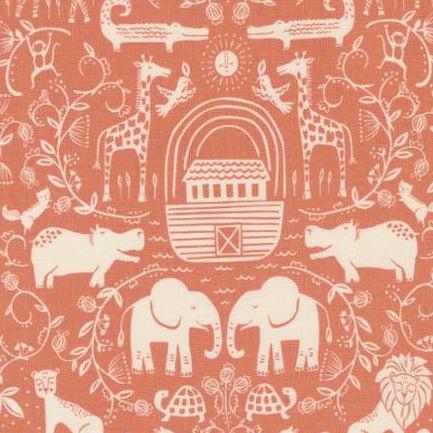 Noah's Ark Coral Two By Two Fabric-Moda Fabrics-My Favorite Quilt Store