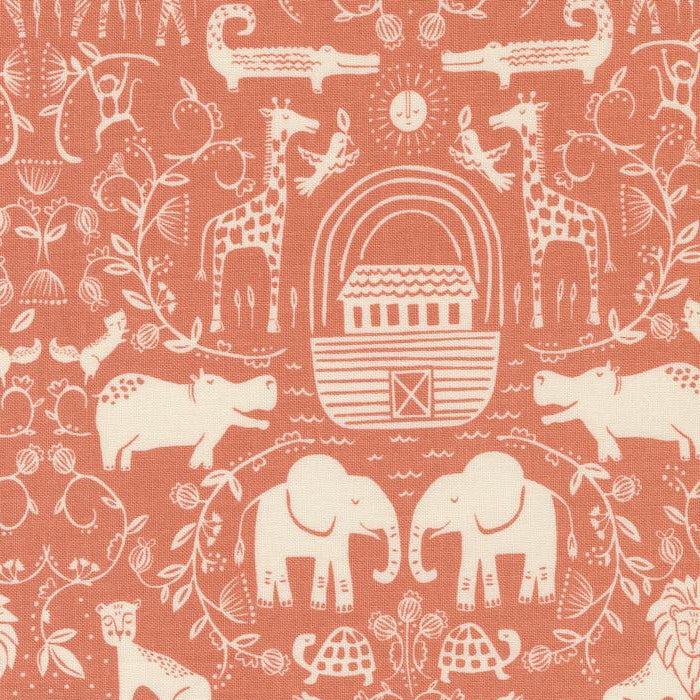 Noah's Ark Coral Two By Two Fabric