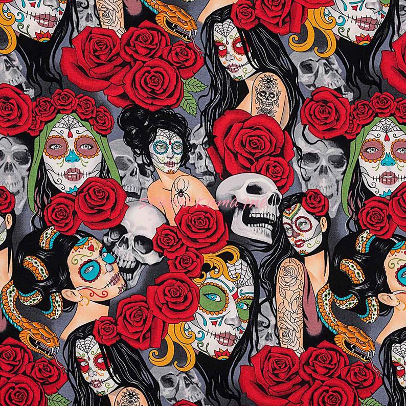 Nocturna Brite Day of the Dead Fabric