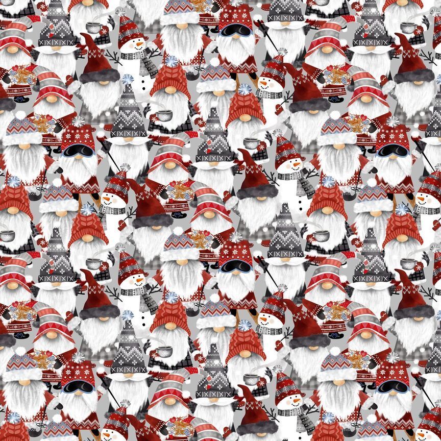Nordic Gnomes Multi Packed Gnomes & Snowman Fabric-Timeless Treasures-My Favorite Quilt Store