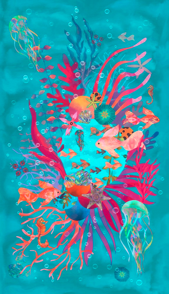 Oceanica Aqua Underwater Panel 24" Fabric-Robert Kaufman-My Favorite Quilt Store