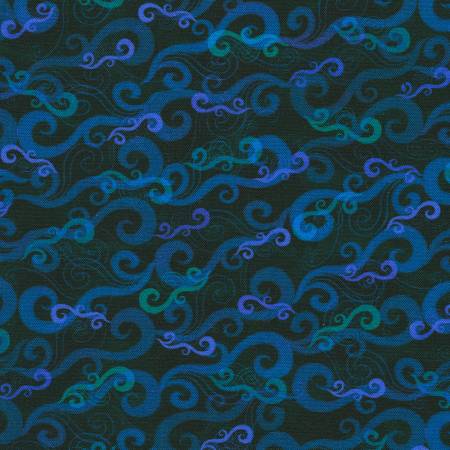 Oceanica Navy Waves Fabric-Robert Kaufman-My Favorite Quilt Store