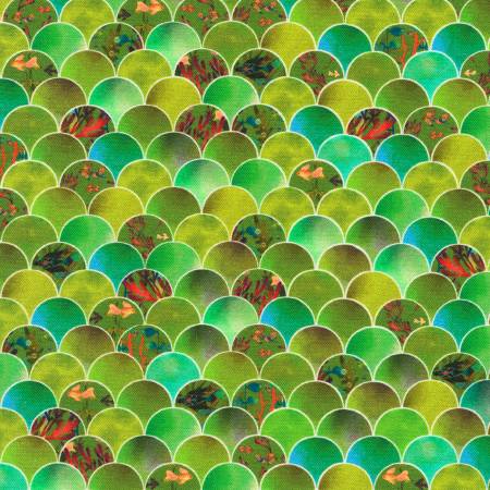 Oceanica Olive Scallop Fabric-Robert Kaufman-My Favorite Quilt Store