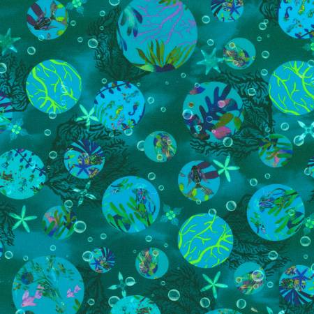 Oceanica Teal Bubbles Fabric-Robert Kaufman-My Favorite Quilt Store