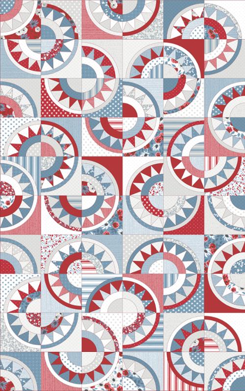 Old Glory Multi Patchwork Cheater Quilt Fabric-Moda Fabrics-My Favorite Quilt Store