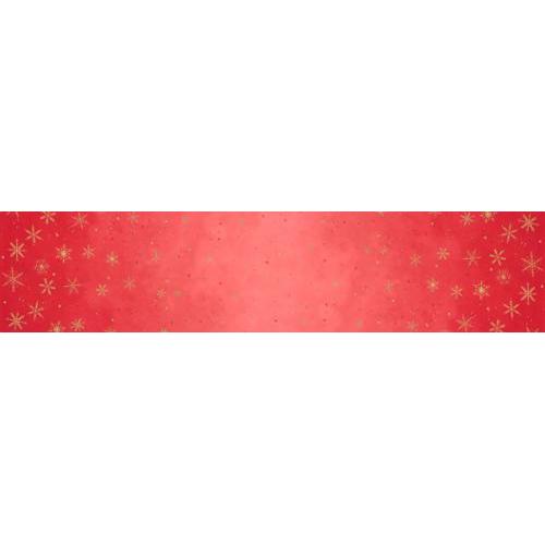 Ombre Flurries Cherry Metallic Snowflakes Fabric